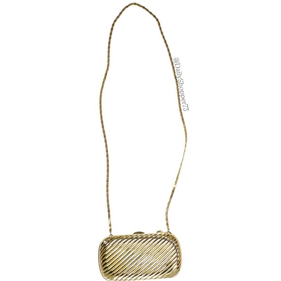 Vintage Women's Metallic Gold Mini Hard Case Crossbody Purse - Picture 1 of 8